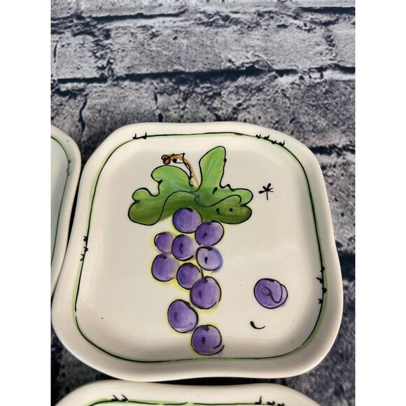 Julia Junkin Set of 4 GRAPE Plates Appetizer Snack Small Grape Hand painted - Picture 3 of 8